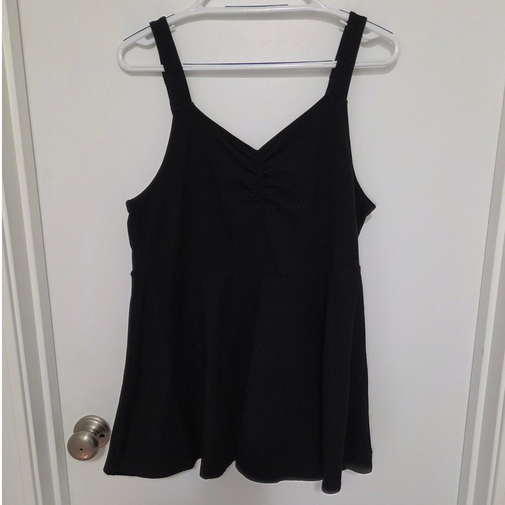 Torrid Black Ruched V-Neck Adjustable Strap Cami Tank Top Plus Size 1